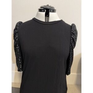 Hilary Radley Ladies' Sequin Sleeve Black Top Size m